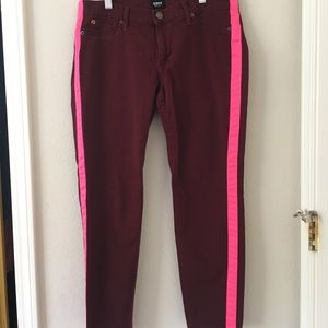 Hudson skinny jeans maroon and pink size 29